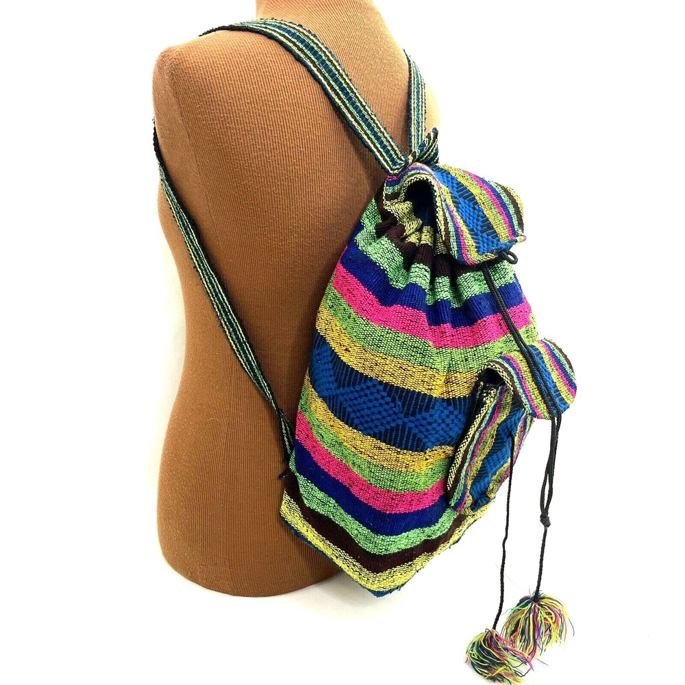 JAMAICA RASTA STYLE‎ Mexican Backpack Boho Colorful Woven Baja Bag Aztec